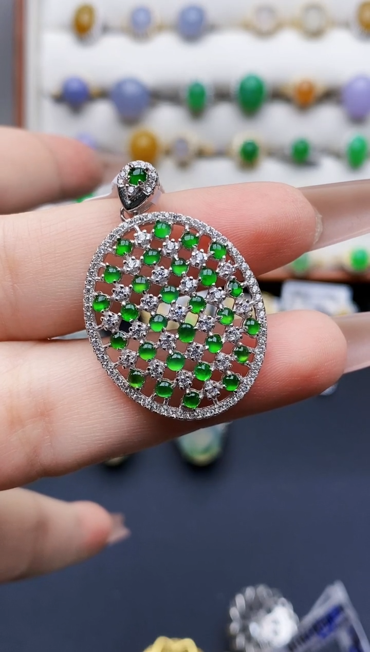 银S925镶嵌戒指翡翠仙***怼0479