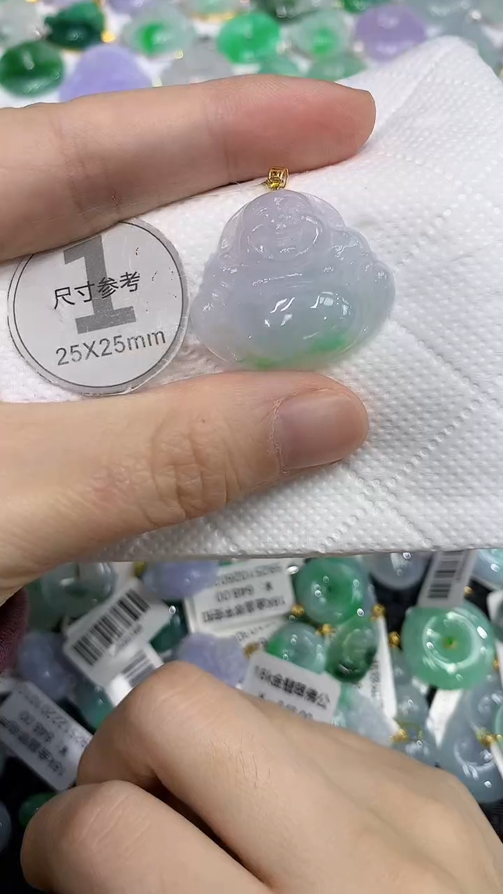 颈饰18K金镶嵌翡翠a货支持复检百元以上9元证书费自理