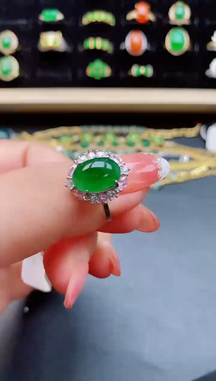 【闪购商品】翡翠戒指银S925镶嵌12121