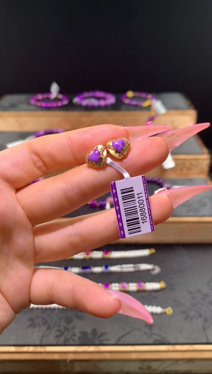 苏纪石（舒俱来）银S925镶嵌.耳钉