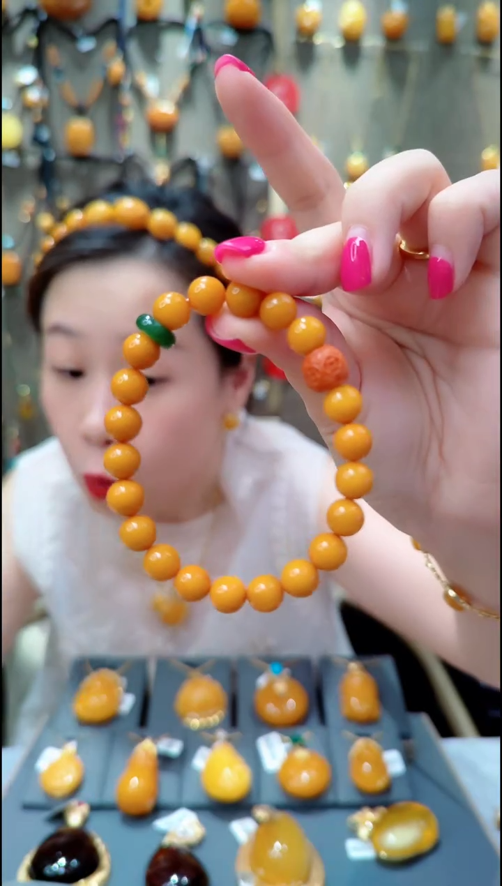 未镶嵌蜜蜡珠宝奇石﹣A700蜜蜡手串8mm