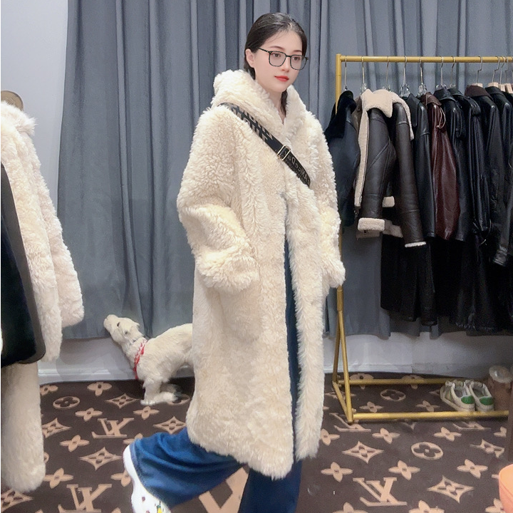 【2506】2025新款皮毛一体长款外套连帽气质时尚轻奢