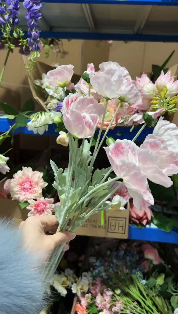 3枝粉色手感保湿虞美人