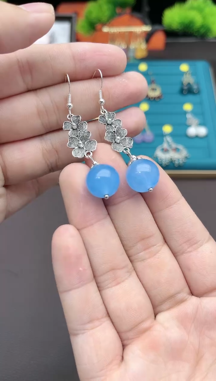 【闪购商品】玛瑙/玉髓耳钉银S925镶嵌712000