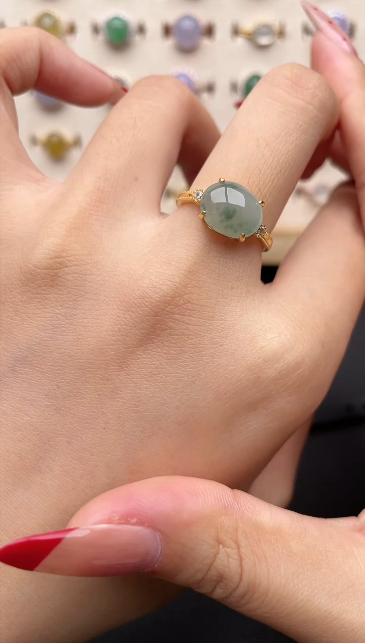 【闪购商品】翡翠戒指银S925镶嵌一物一证一礼盒