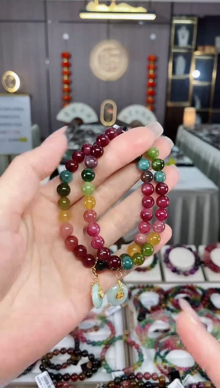 老矿碧玺单圈手串7mm+未镶嵌碧玺多样性发货一条 hon