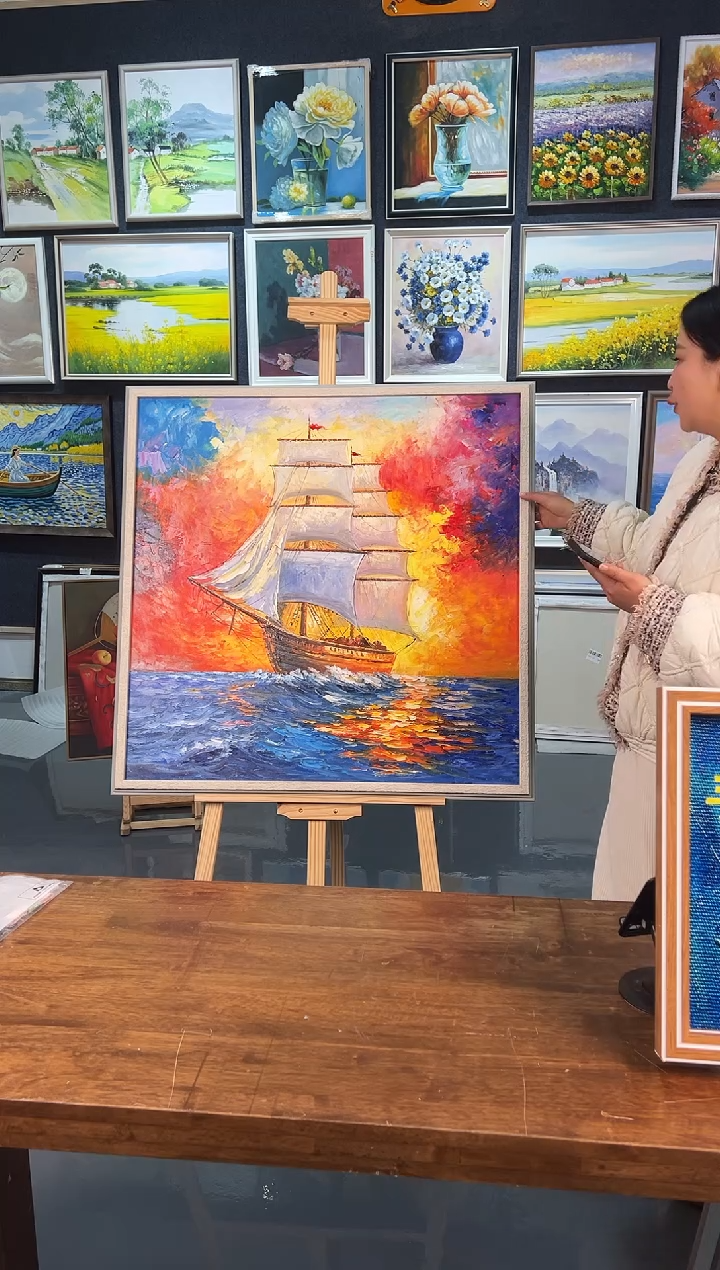 【闪购商品】油画17号 80*80 帆船-手绘油画