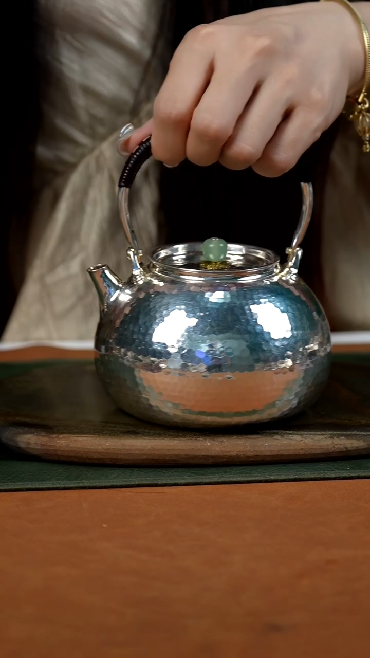 手工素面锤纹提梁999