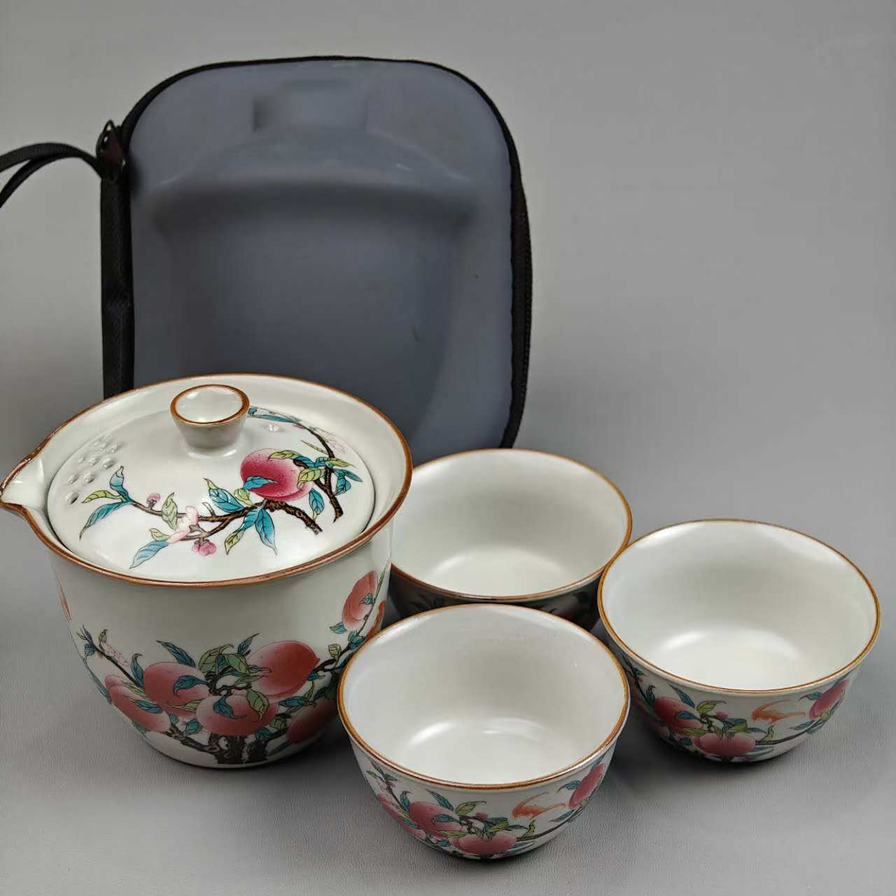 黄汝窑九桃3杯旅行套D29