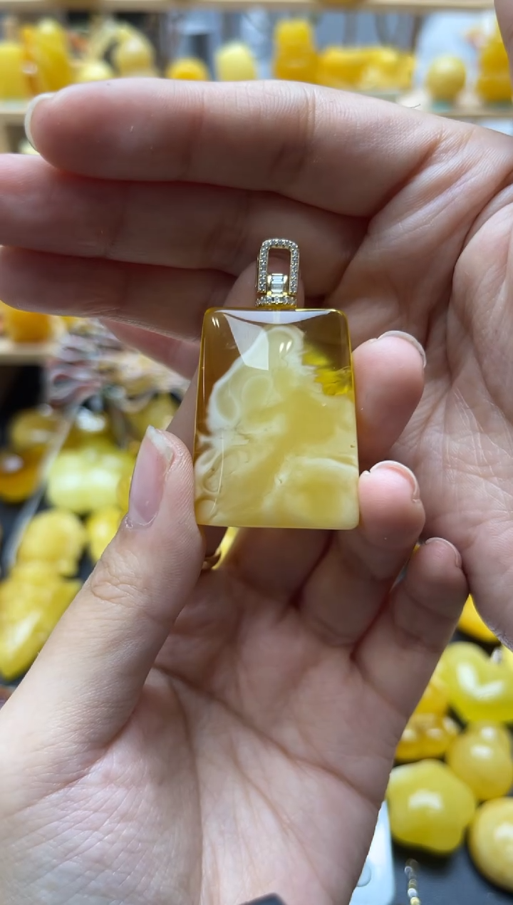 琥珀银S925镶嵌珠宝奇石108琥珀蜜蜡微瑕