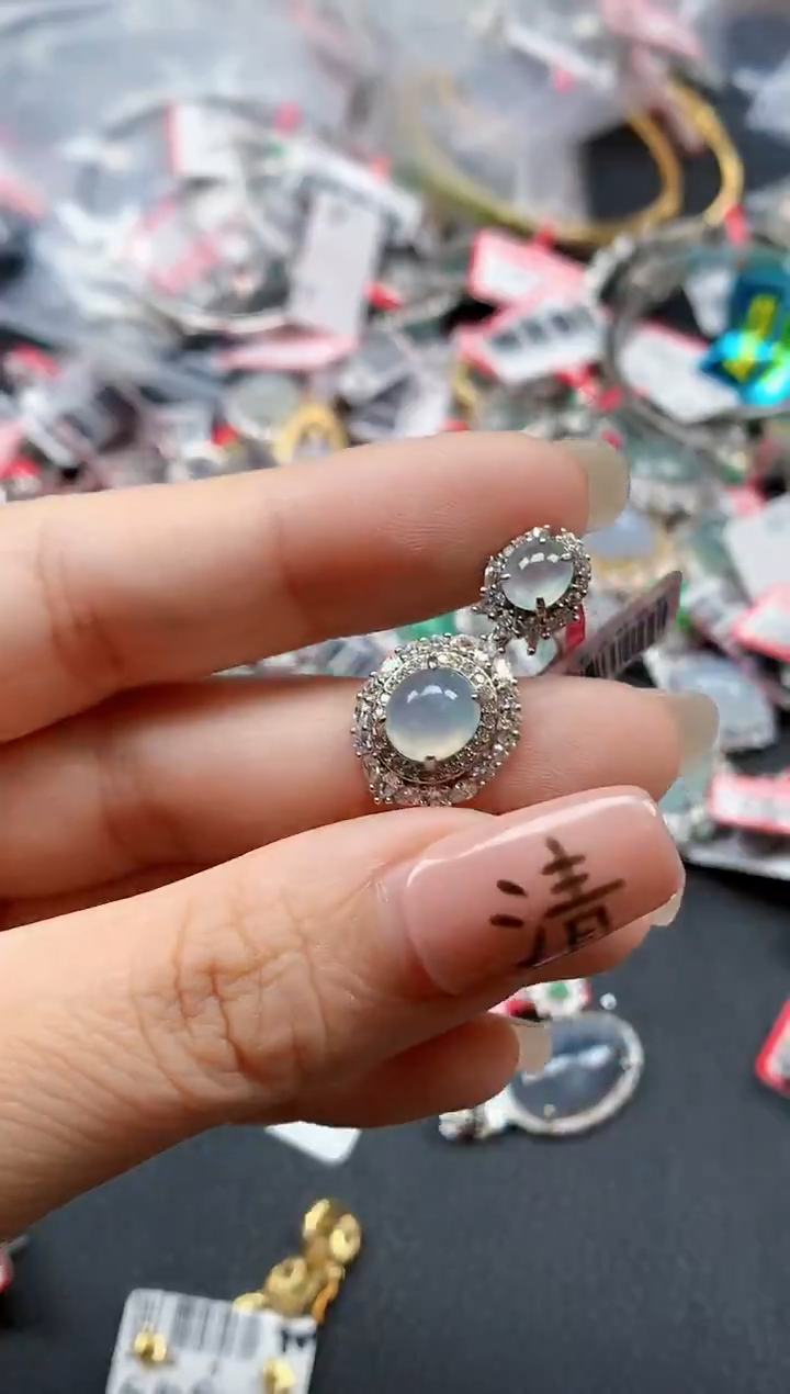 银S925镶嵌戒指翡翠天然A货缅甸翡翠