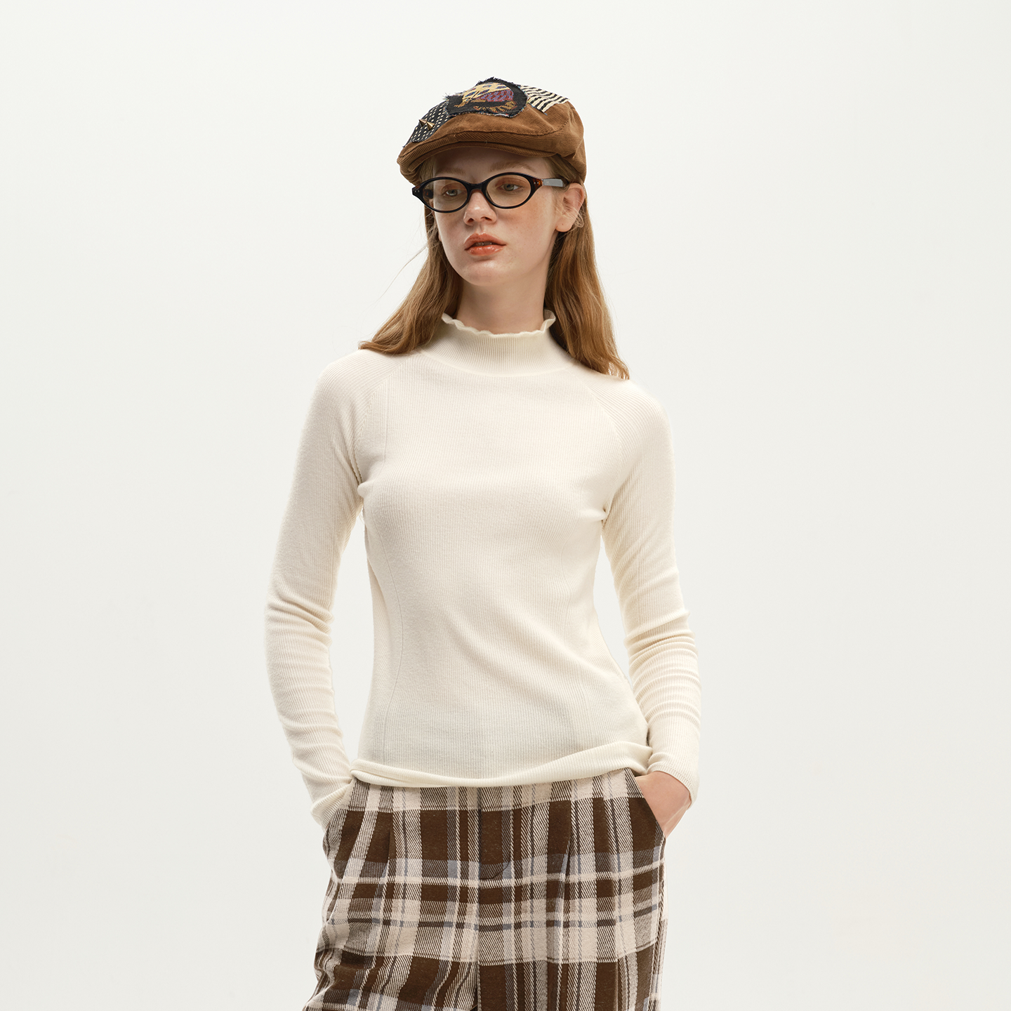 Eachway/艺之卉新品百搭纯色修身长袖针织衫套头毛衫EU31M05773