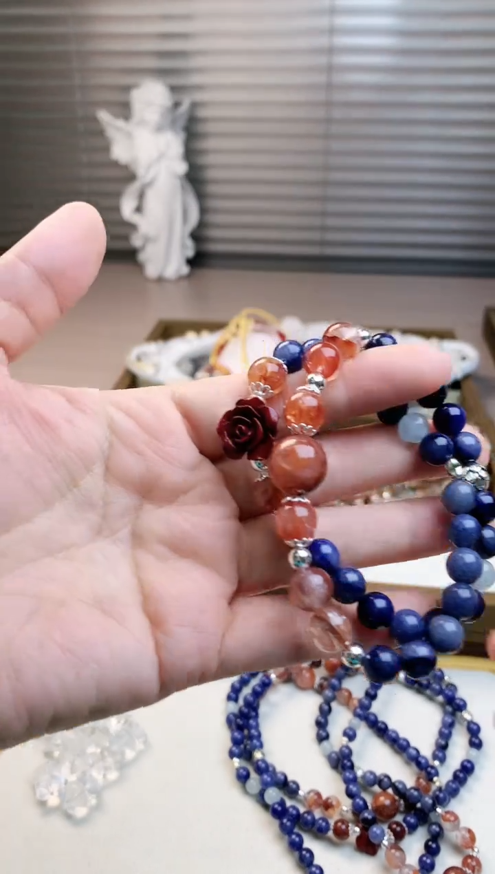 【闪购商品】水晶珠宝半成品未镶嵌蓝东林红胶花双圈