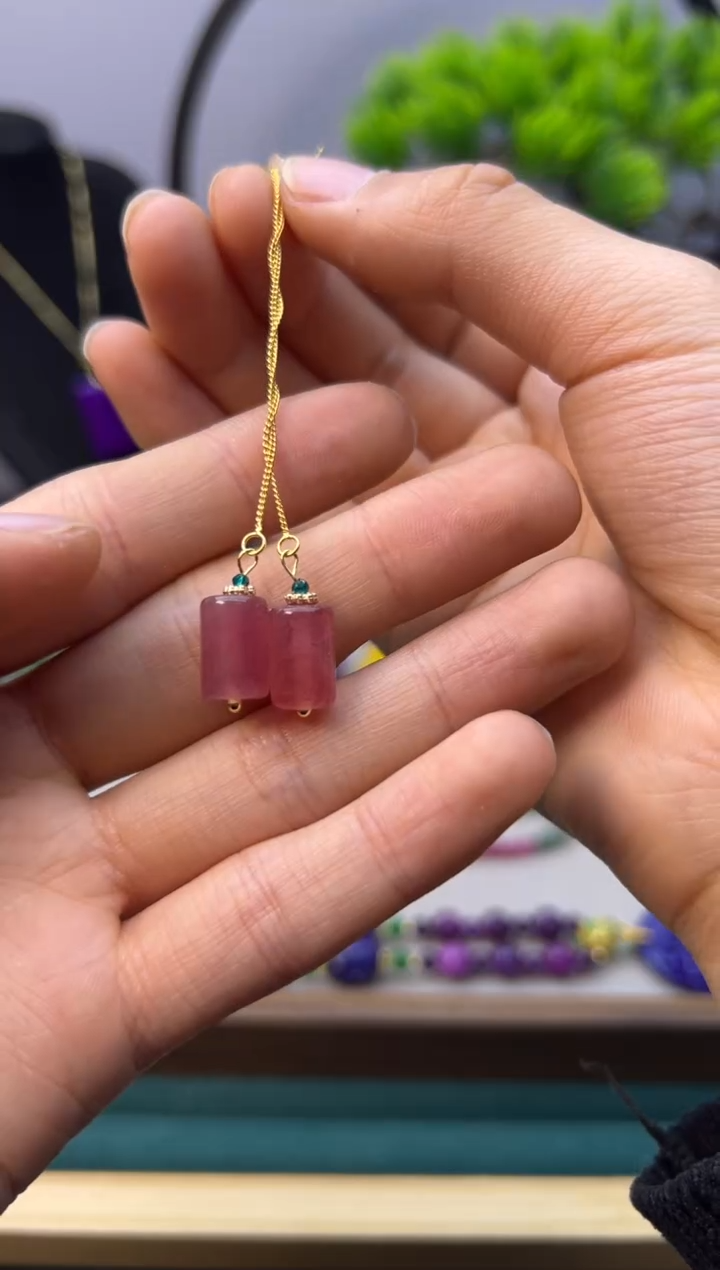 【闪购商品】碧玺耳饰14K金镶嵌E238          