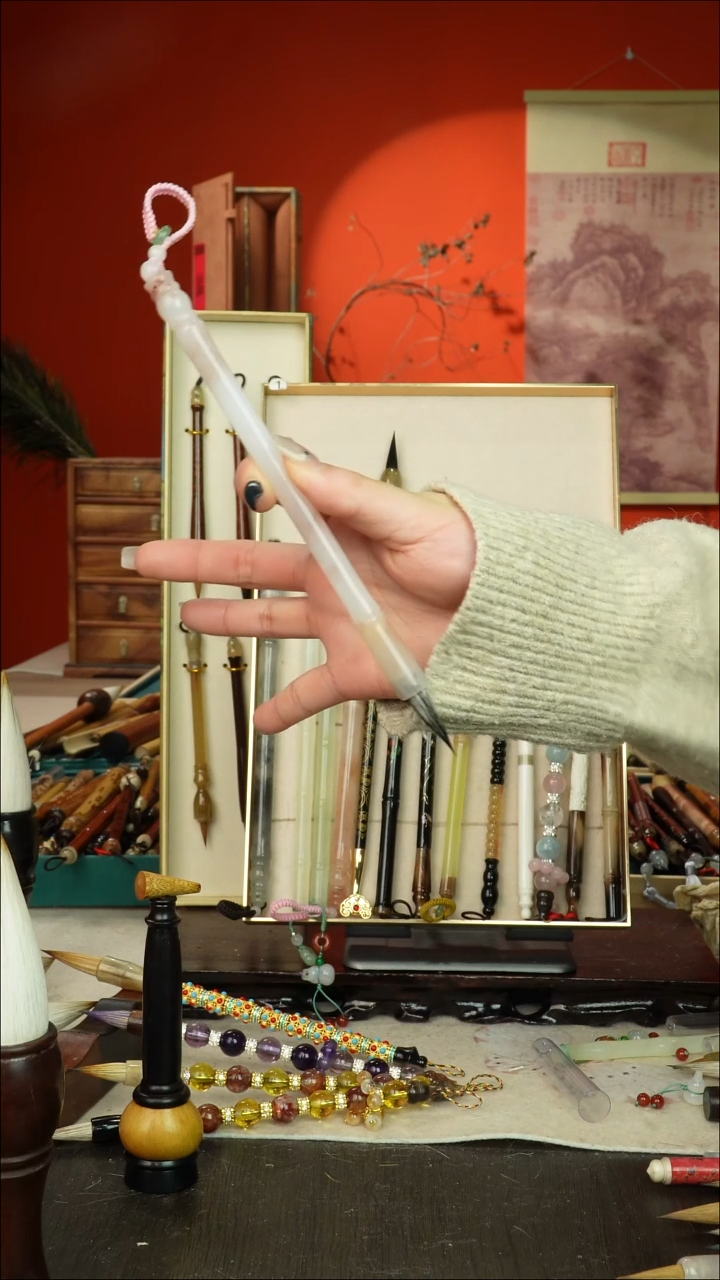 408号闪孤品高货毛笔链接 清水试笔 蘸墨不退
