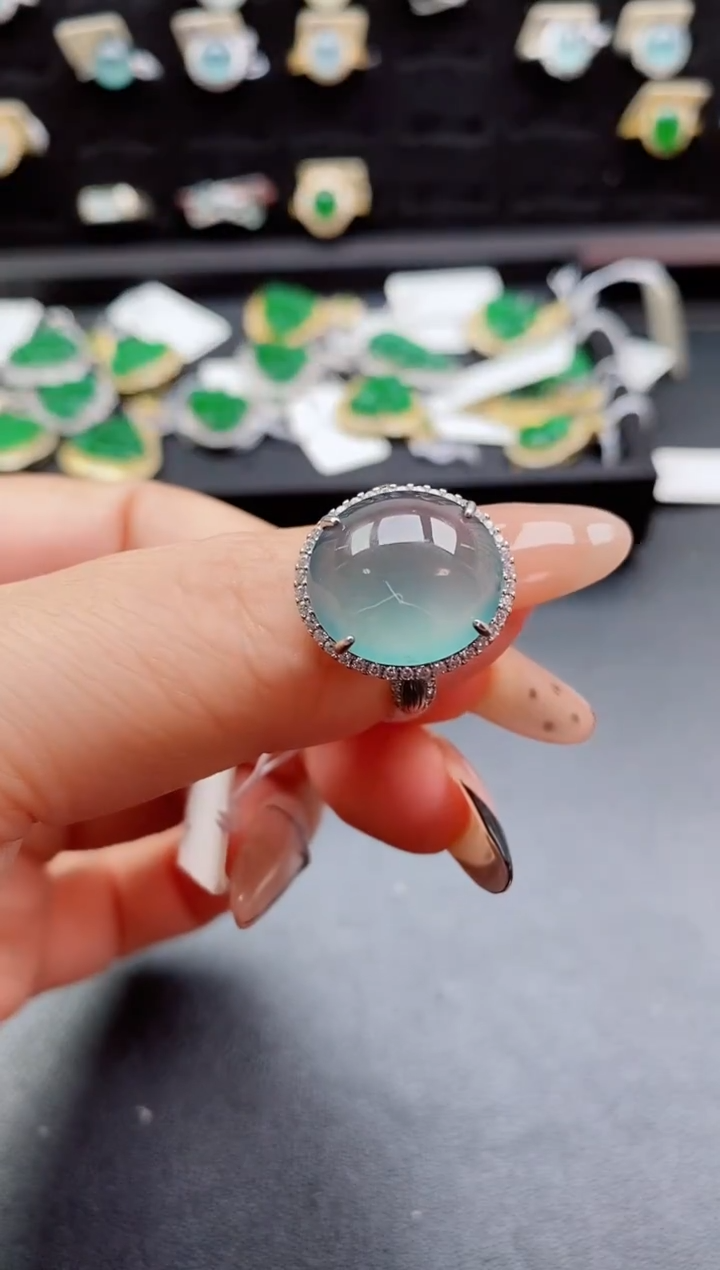 银S925镶嵌戒指翡翠1