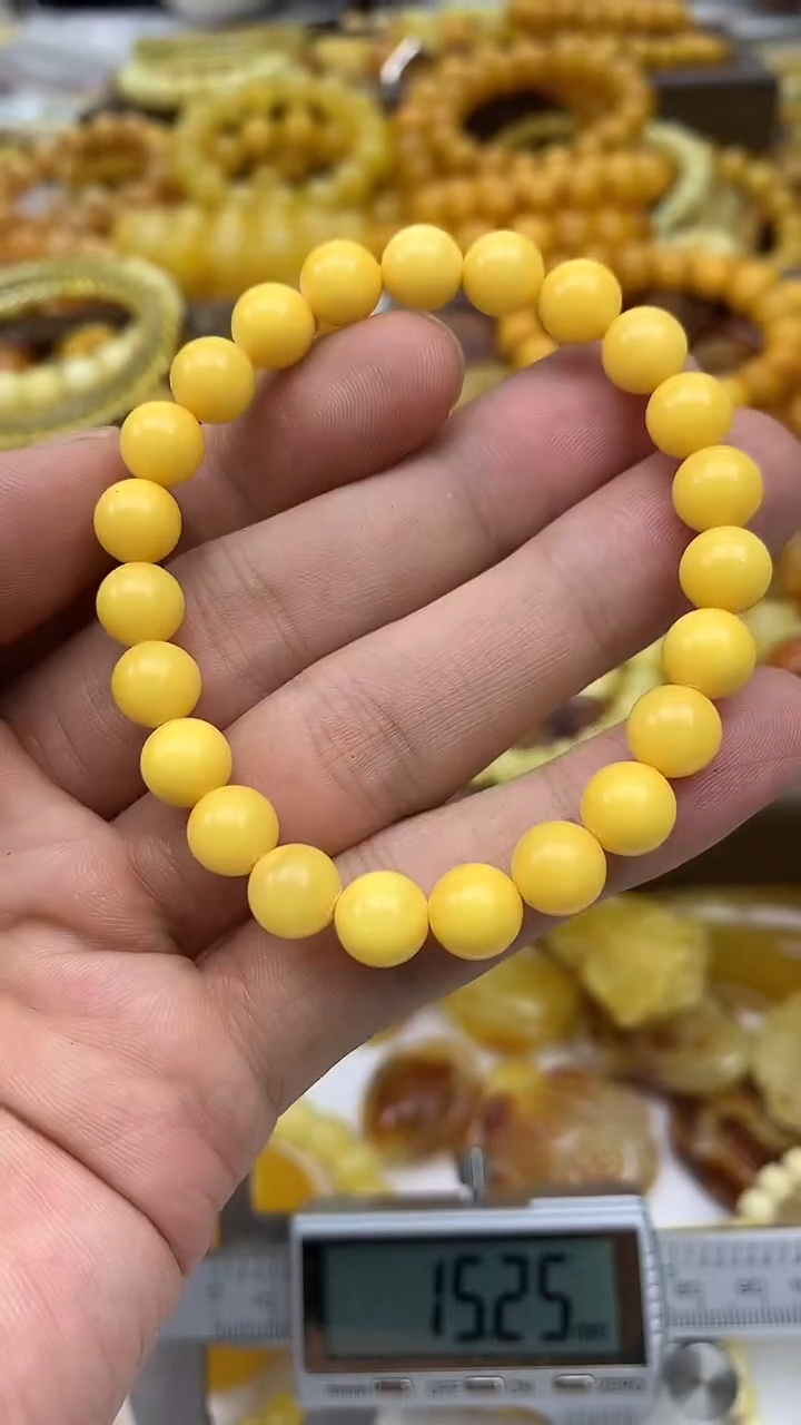 裸石琥珀未镶嵌手串卡10