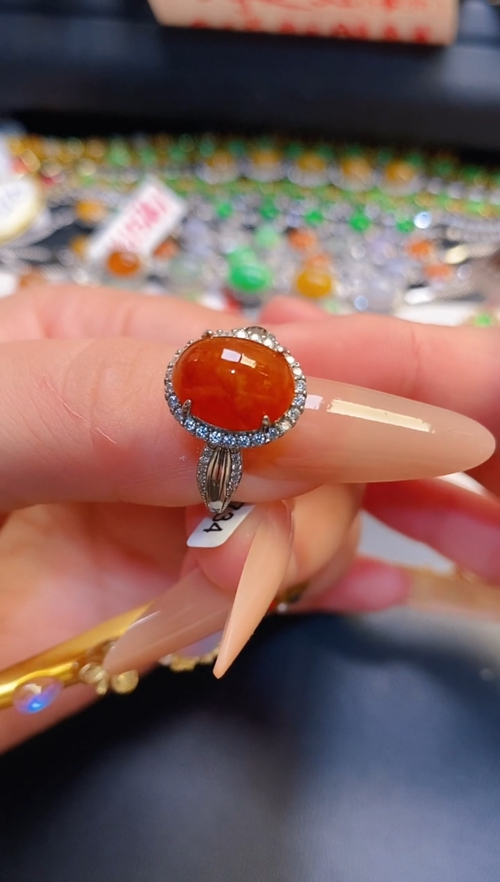 银S925镶嵌戒指翡翠天然