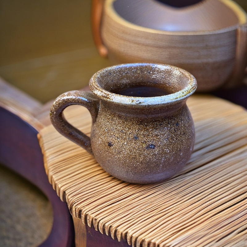 云南纯手工粗陶柴烧咖啡杯茶杯办公杯带把手杯子