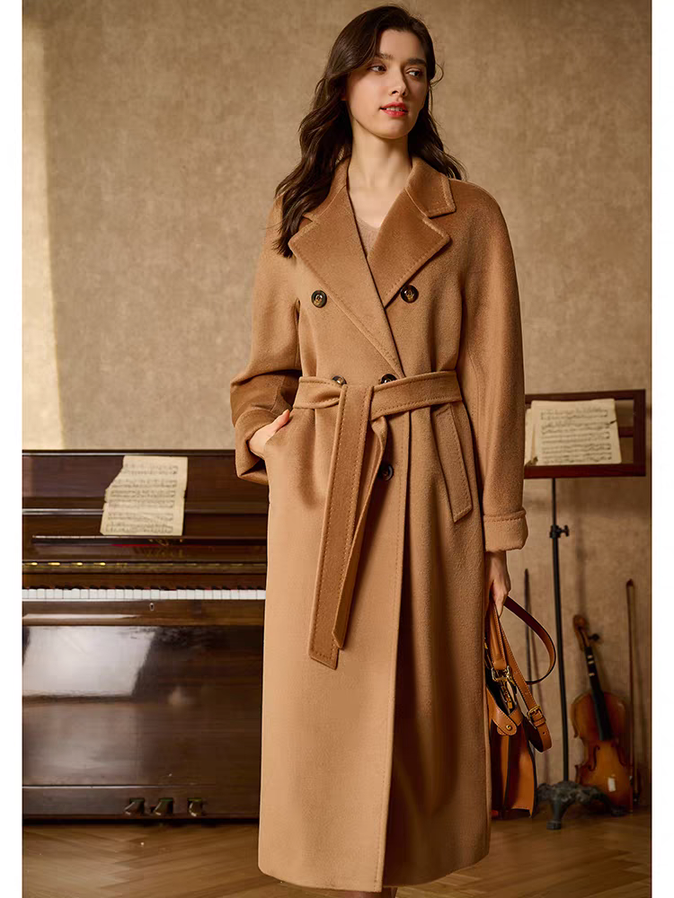 M家101801双面羊毛大衣女中长款春秋新款高端风衣羊毛呢子外套