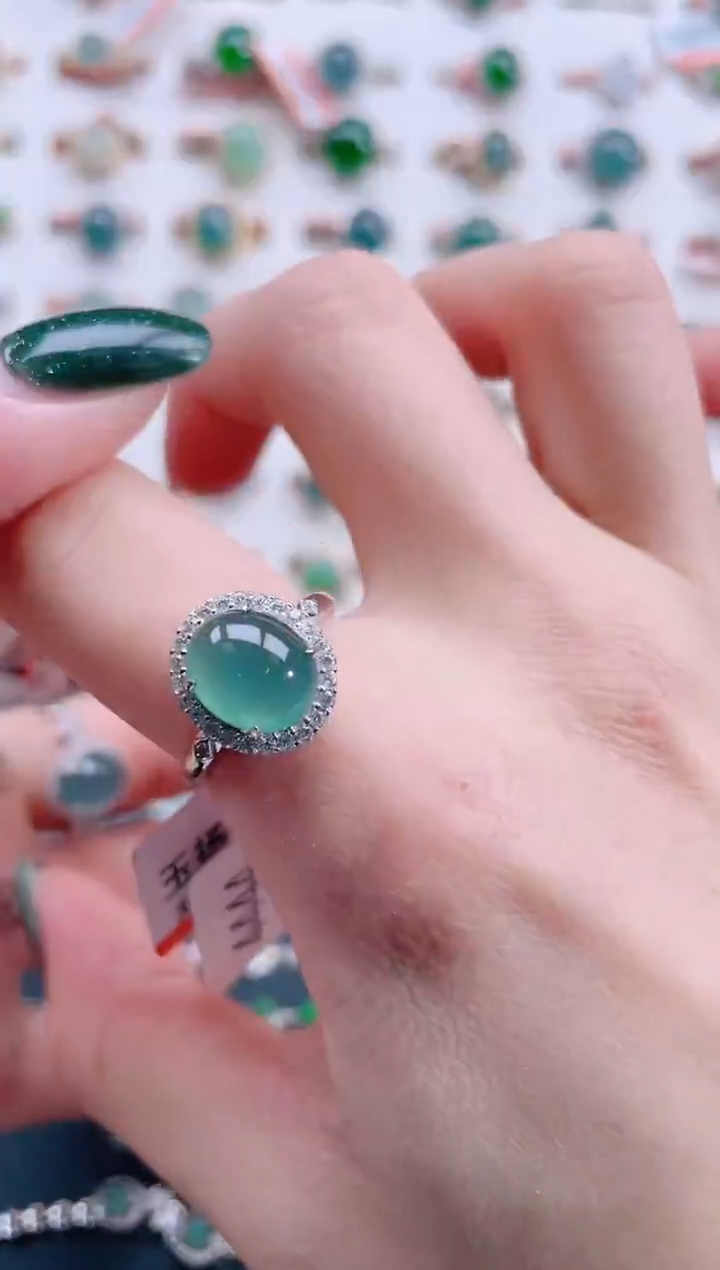 银S925镶嵌戒指翡翠天然翡翠