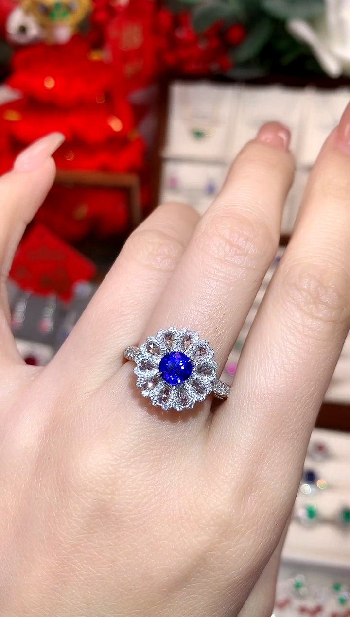 【闪购商品】蓝宝石戒指18K金镶嵌1.15ct/天然宝石/七天无理由