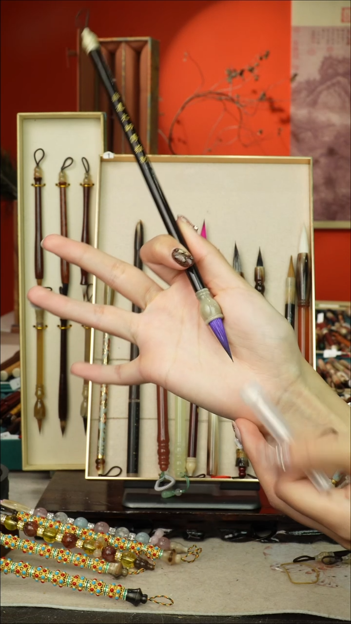 279号闪孤品高货毛笔链接 清水试笔 蘸墨不退