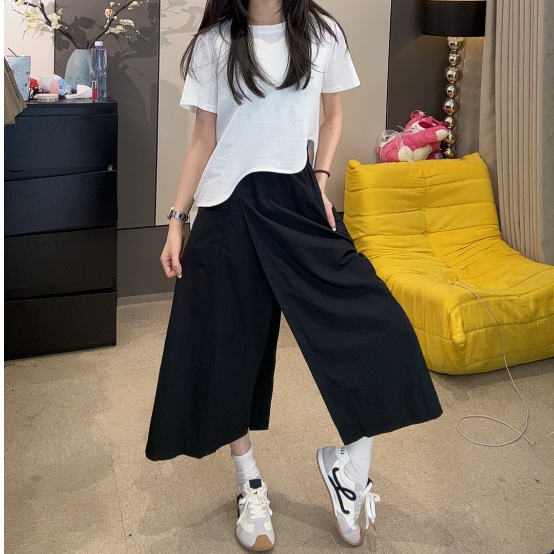 蔡小姐(有口袋+带险)高腰休闲裤女2025夏透气百搭不走光气质裙裤