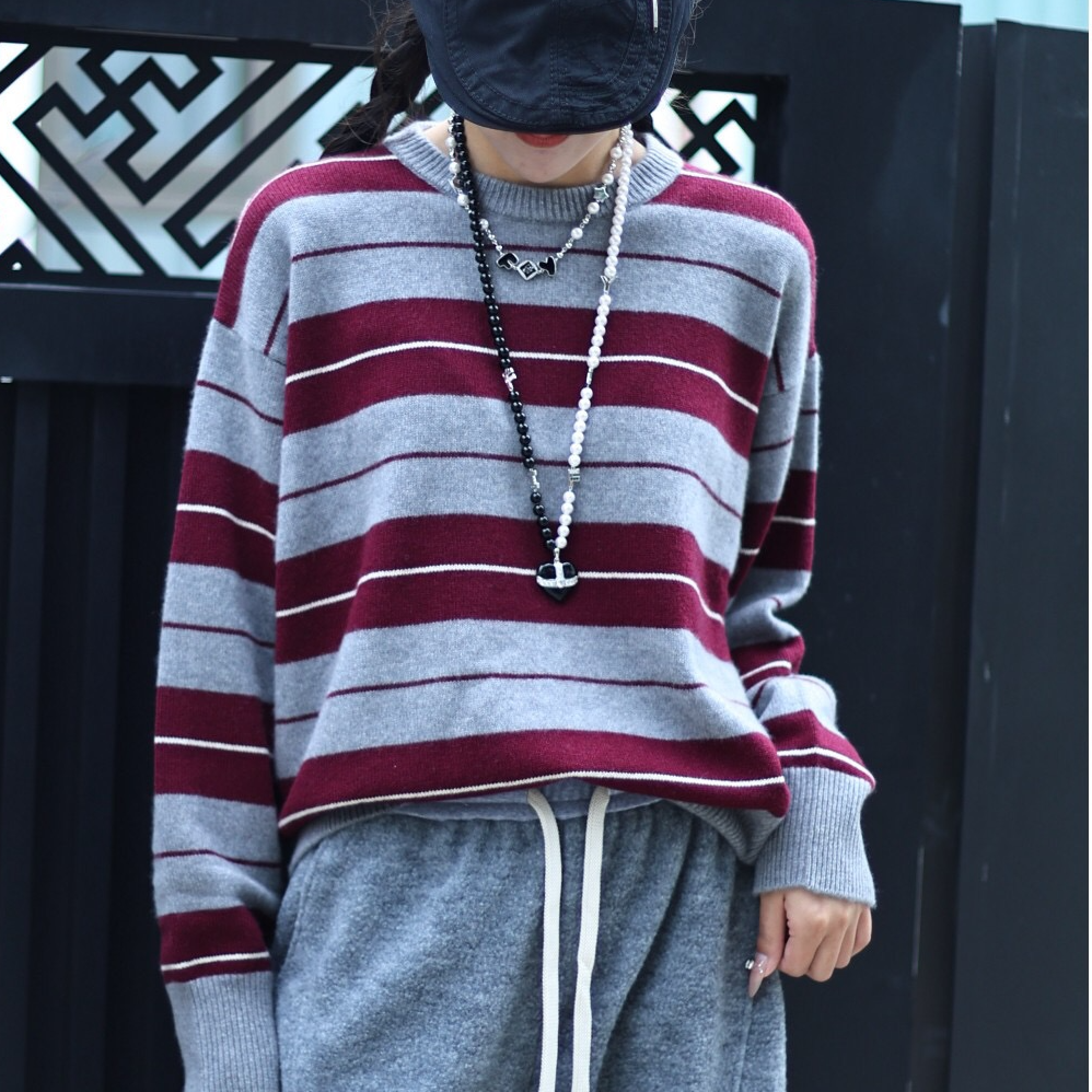 fizzfly  设计师品牌 粉丝福福 条纹 羊绒衫26