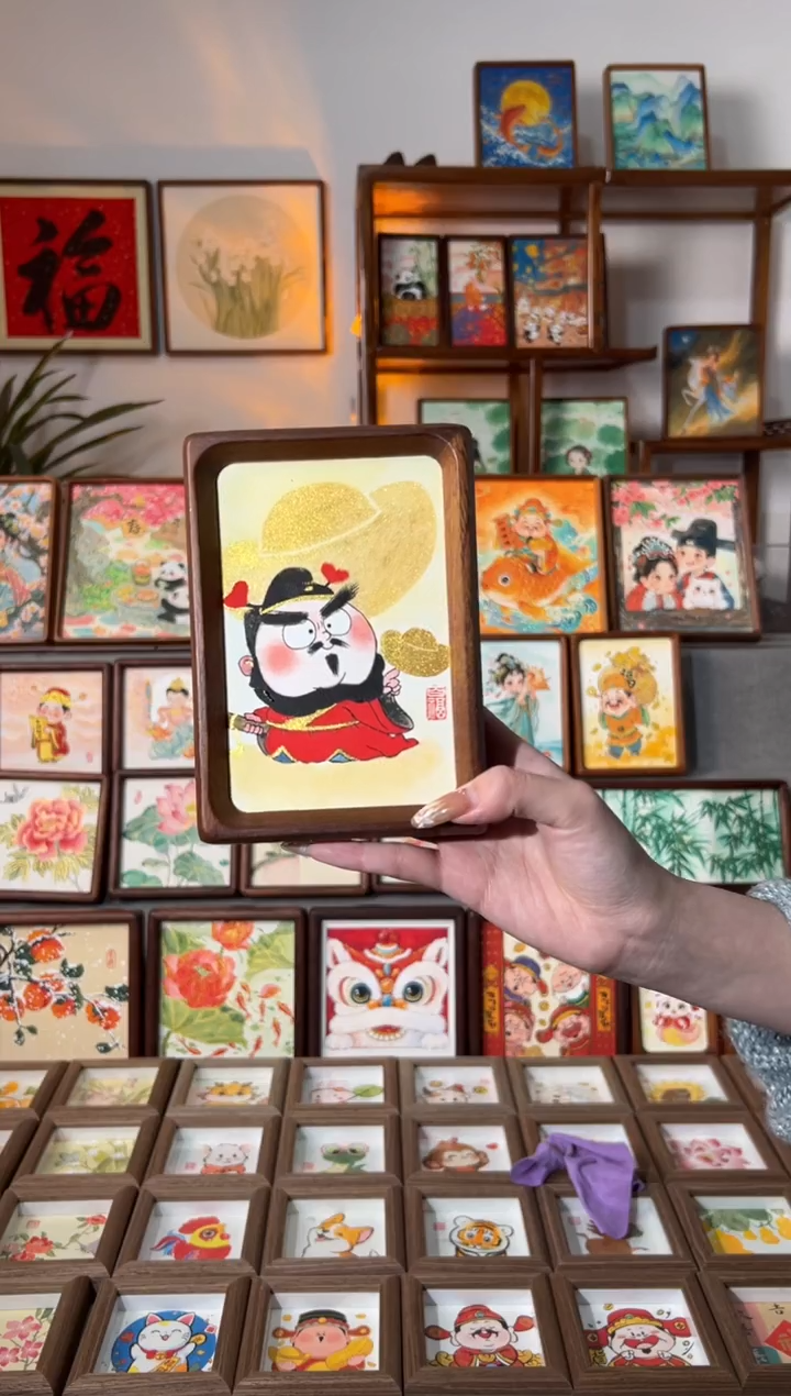 【闪购商品】国画钟馗 手绘国画6寸胡桃