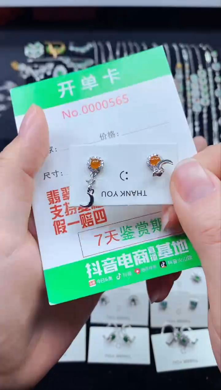 【闪购商品】翡翠耳饰银S925镶嵌0565