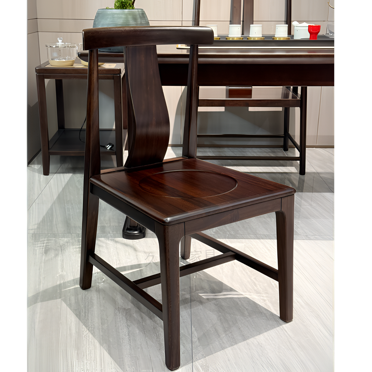 （久木源家具&餐椅）新中式黑檀木餐椅小围椅小茶椅