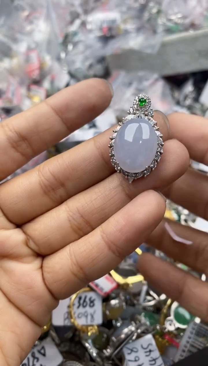 银S925镶嵌戒指翡翠999----7