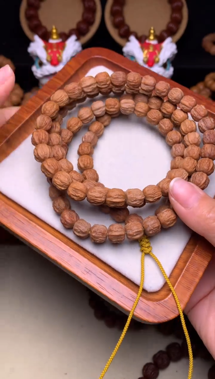 【闪购商品】文玩核桃手串9mm+金蟾蛤蟆头108颗脖挂