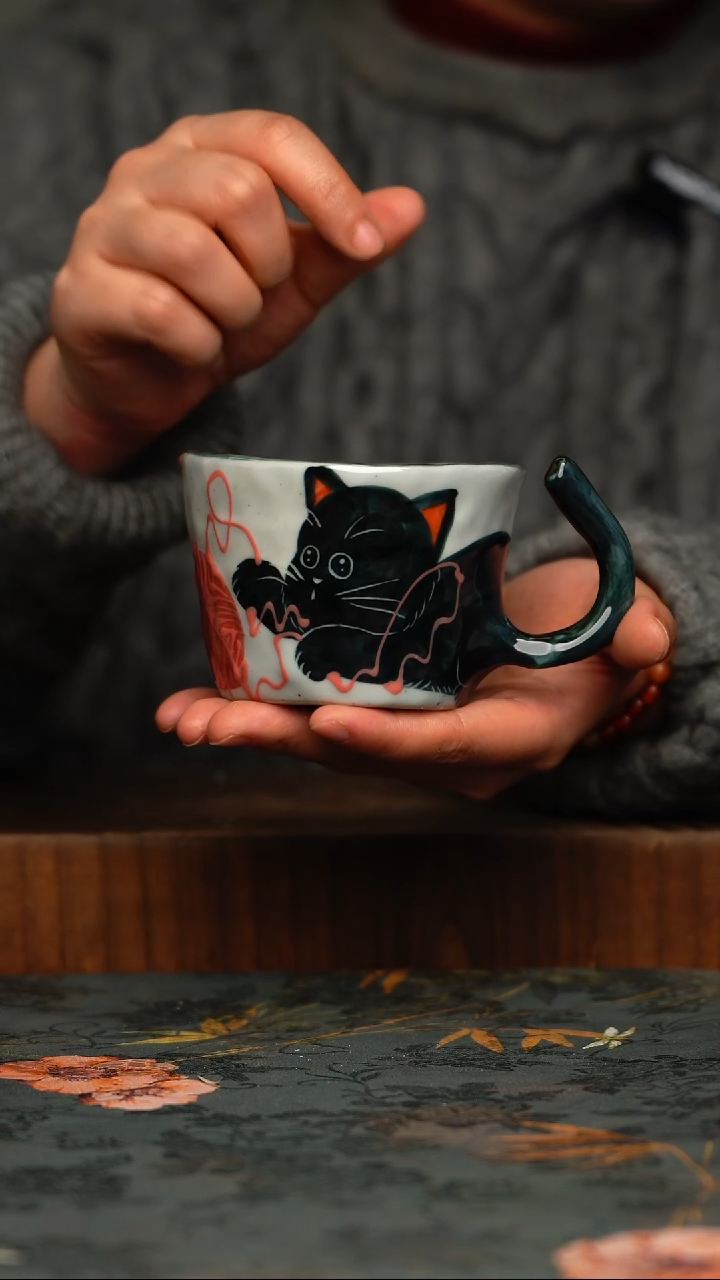 瓷片釉下彩手工手绘同款陶器