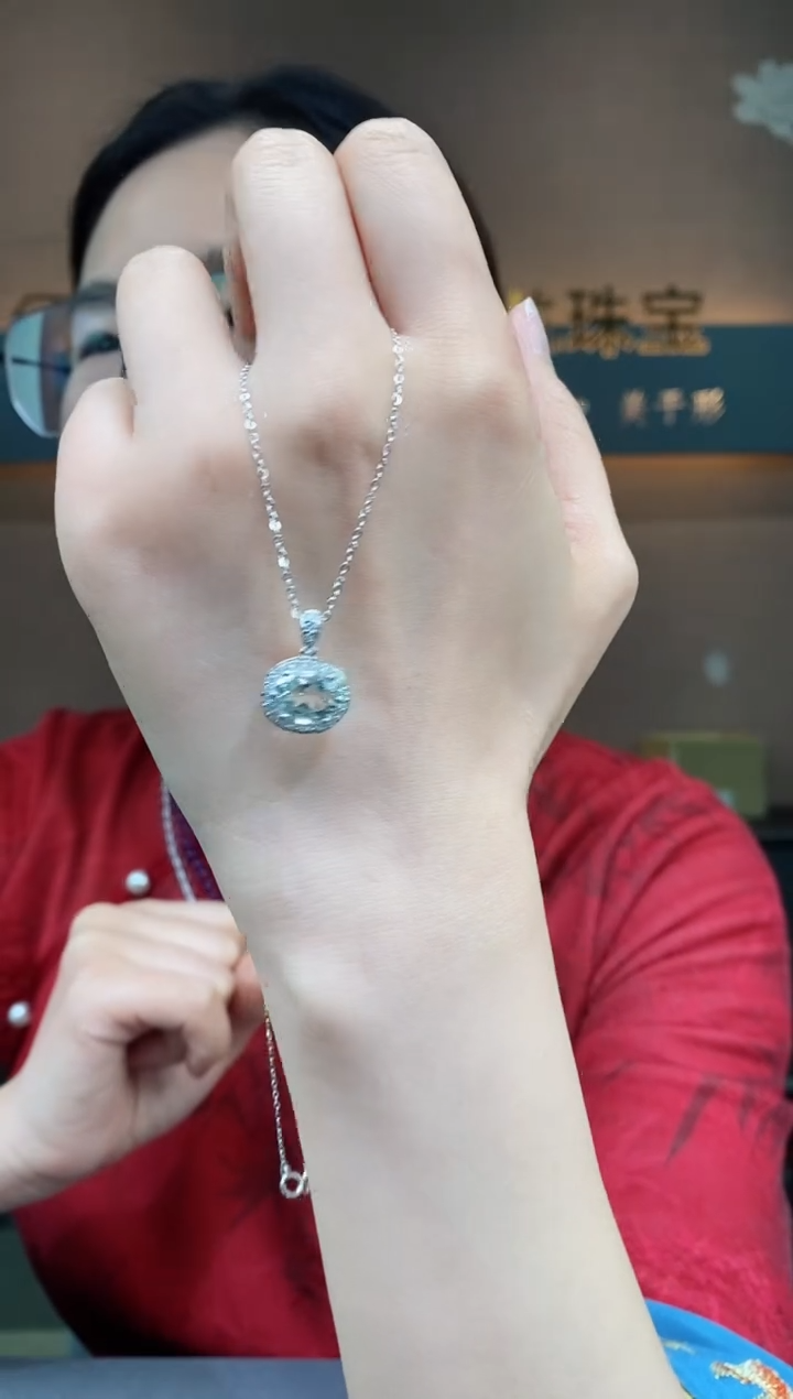 【闪购商品】绿水晶吊坠银S925镶嵌绿水晶吊坠