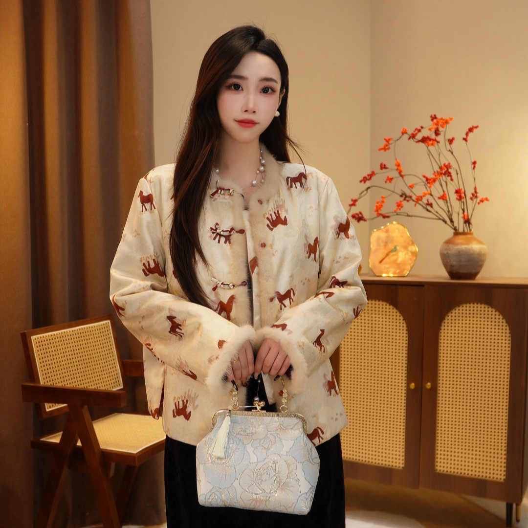  【马上有米】新中式提花双面双穿冬款外套2025C5032睿睿广源仓