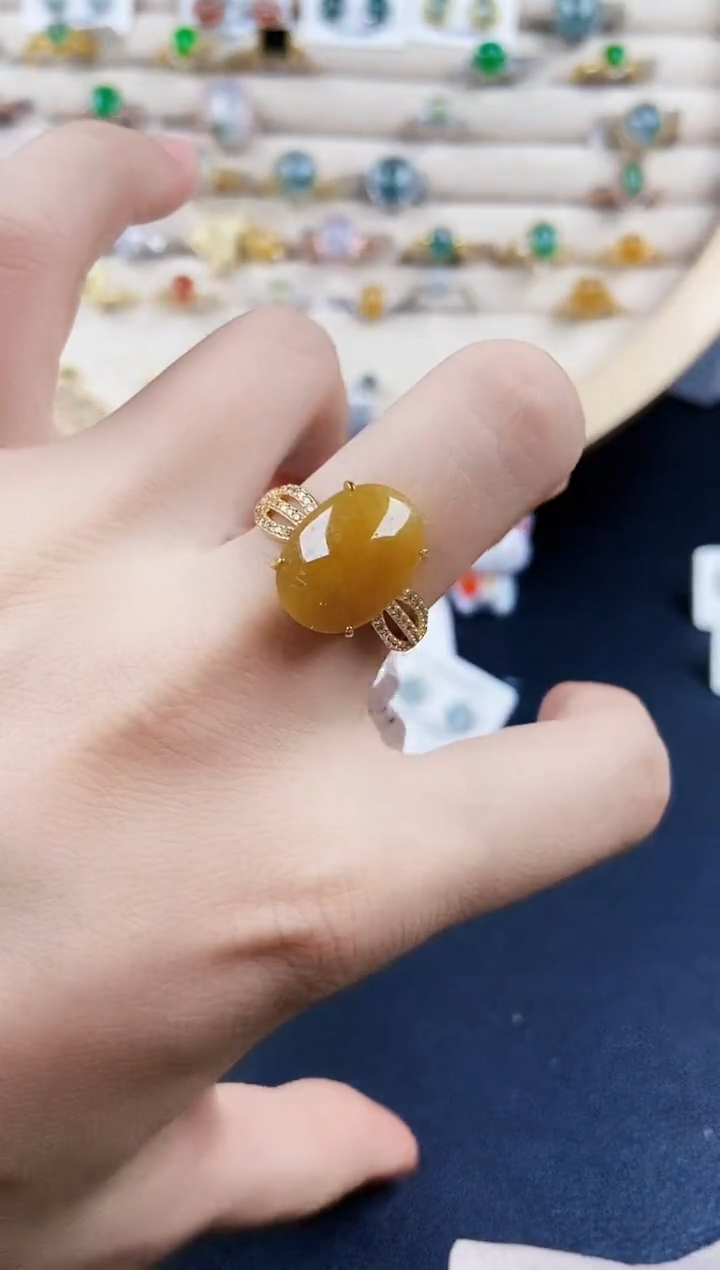 翡翠戒指银S925镶嵌456879