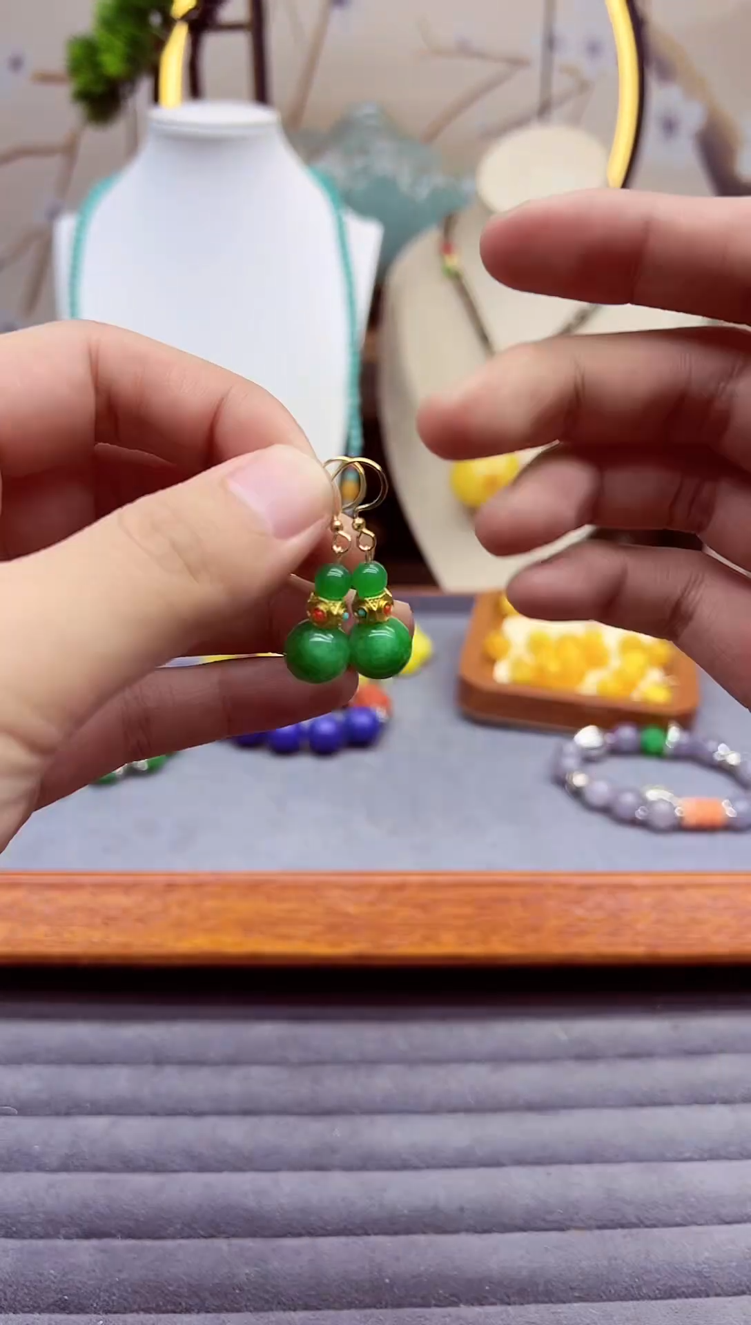 【闪购商品】翡翠耳饰14K金镶嵌e242`````