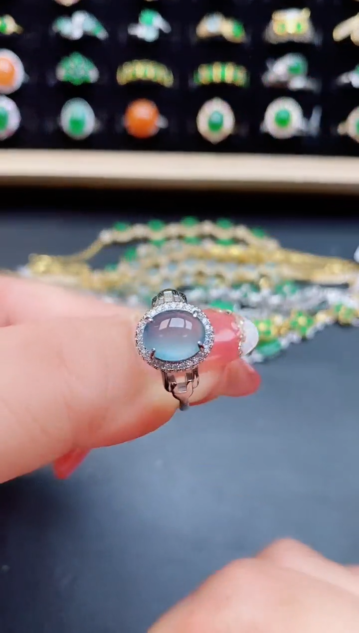 【闪购商品】翡翠戒指银S925镶嵌8050