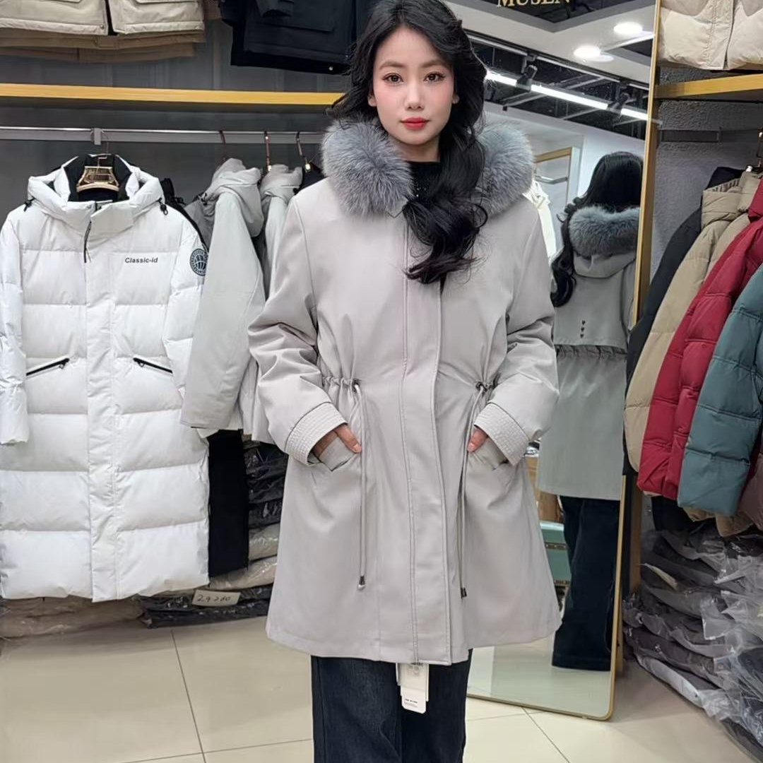 xc 8299短款派克兔毛修身型宽松型厚款女不起球派克服带帽保暖时