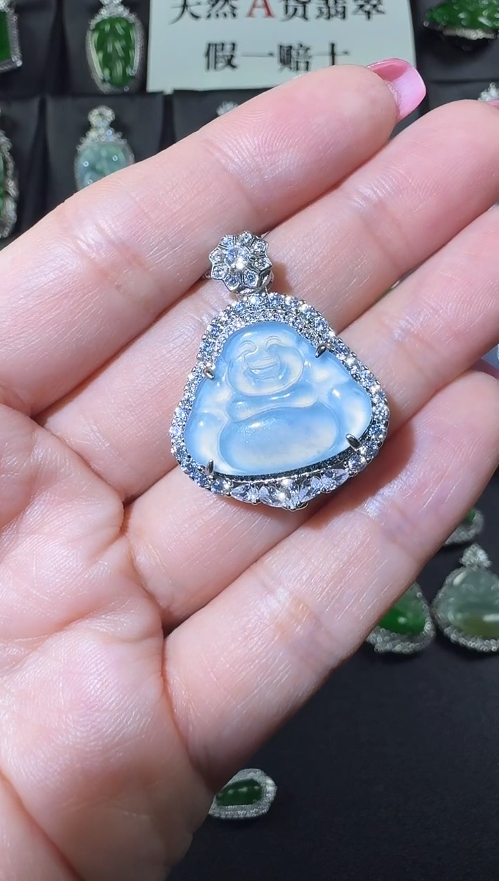 【闪购商品】翡翠吊坠(不含链)银S925镶嵌佛公