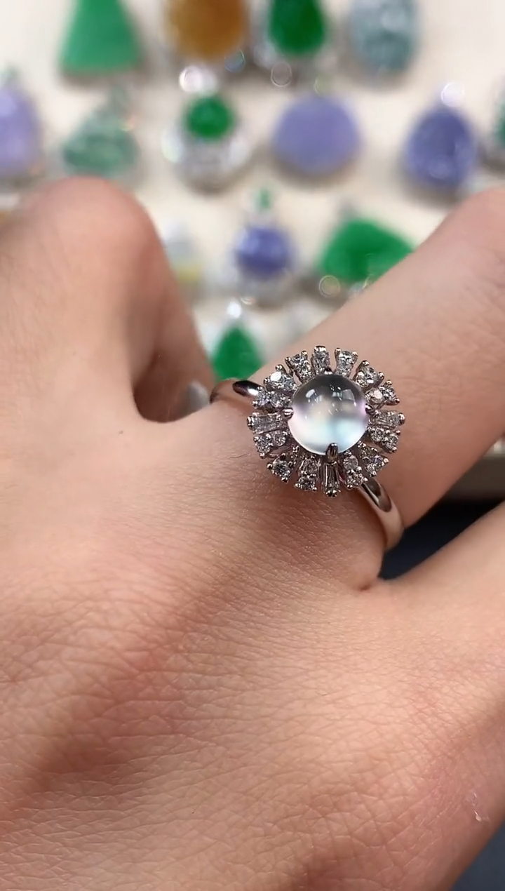 【闪购商品】翡翠戒指18K金镶嵌B138