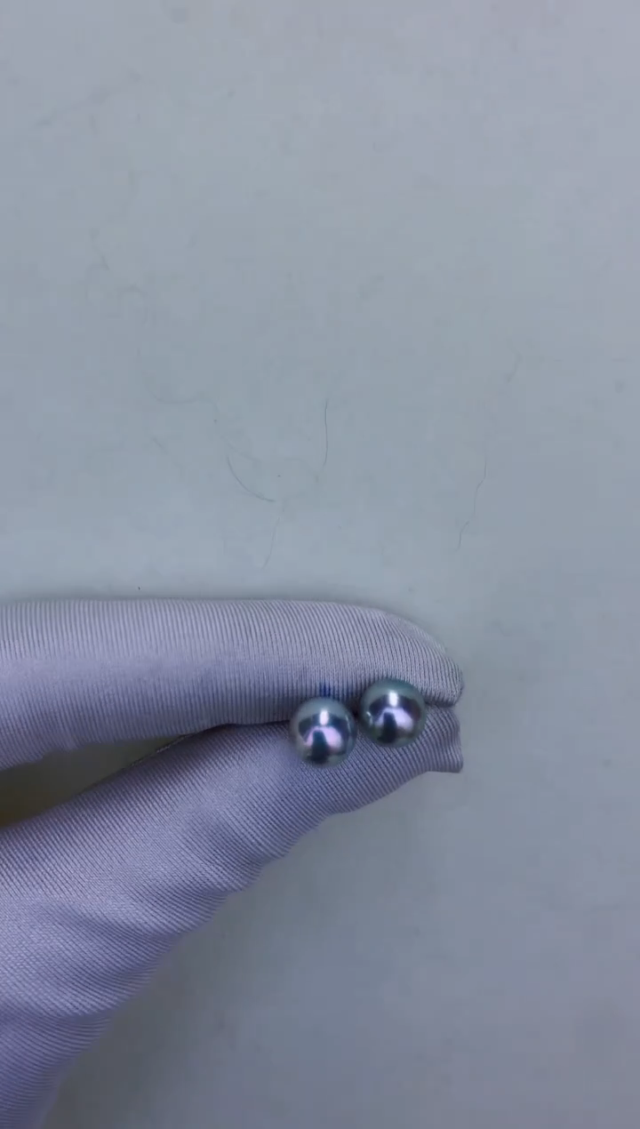 铂Pt900镶嵌DA海水珍珠灰珠素钉7.5-8MM x105