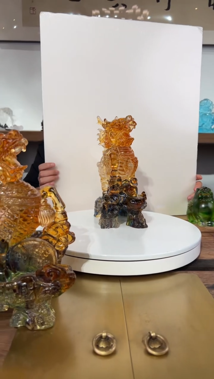 【闪购商品】摆件CML041麒麟水晶琉璃摆件一组
