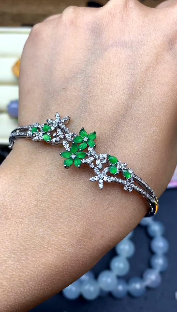 【闪购商品】翡翠手镯18K金镶嵌531-中国好珍宝