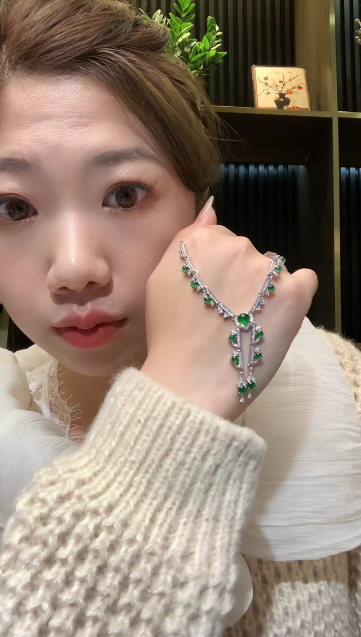 【闪购商品】翡翠颈饰银S925镶嵌221-套链