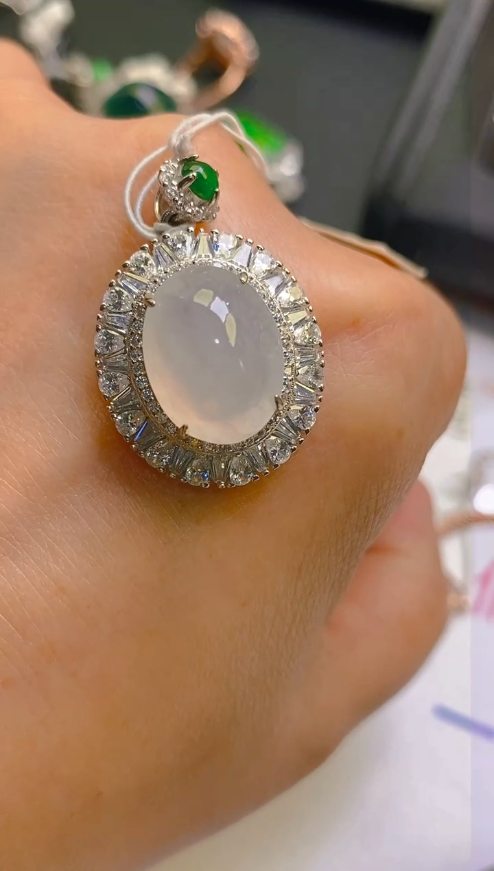 【闪购商品】翡翠耳饰银S925镶嵌天然A货翡翠1