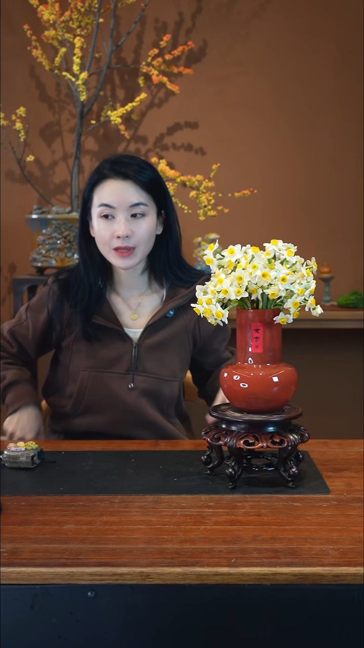 全部花朵水仙红盆盆景盆景