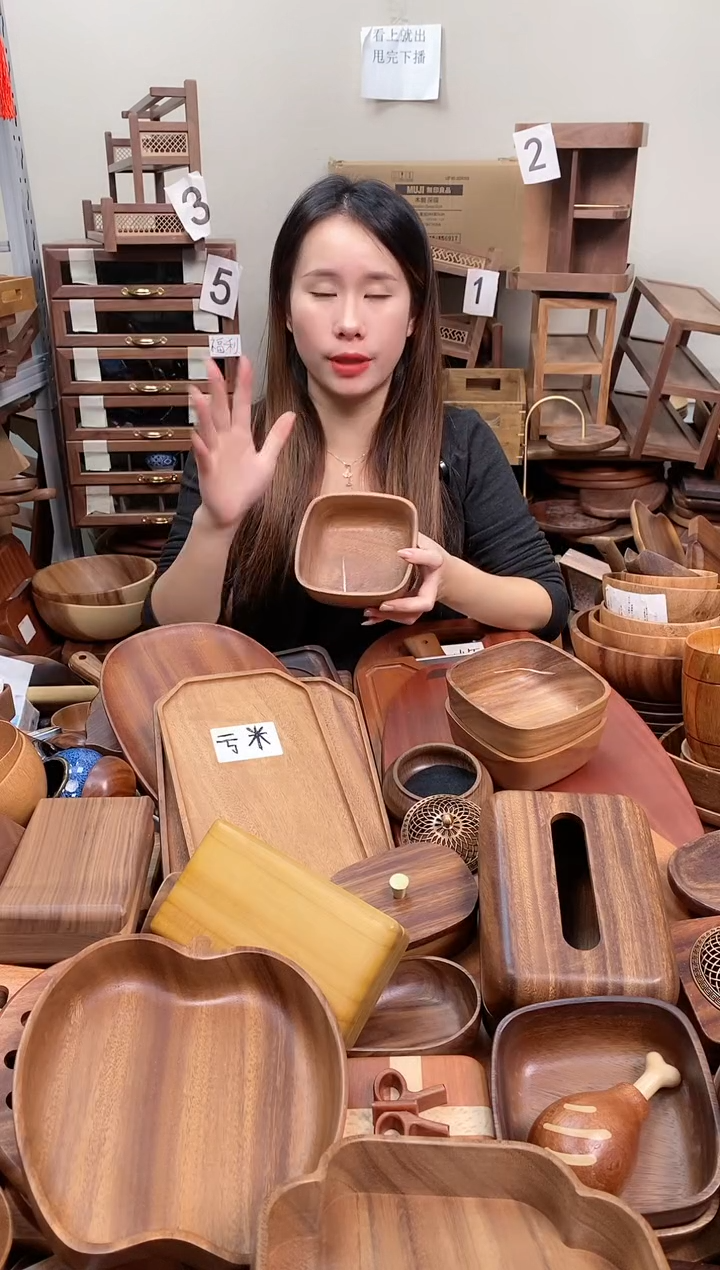 木  南美胡桃木正方砵13*5.5cm  A